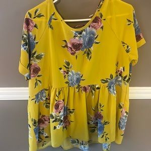 Mustard flowered blouse